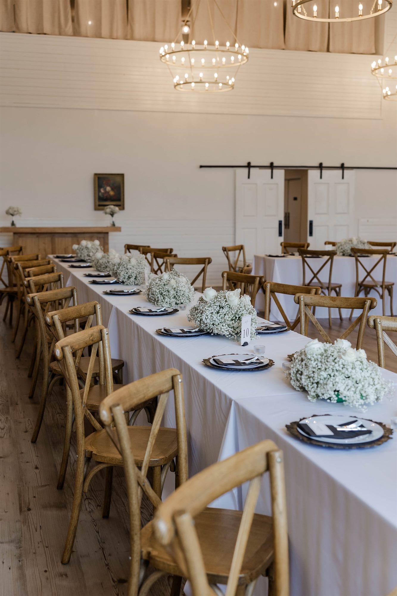 Reception tables set in the South Paddock Winery