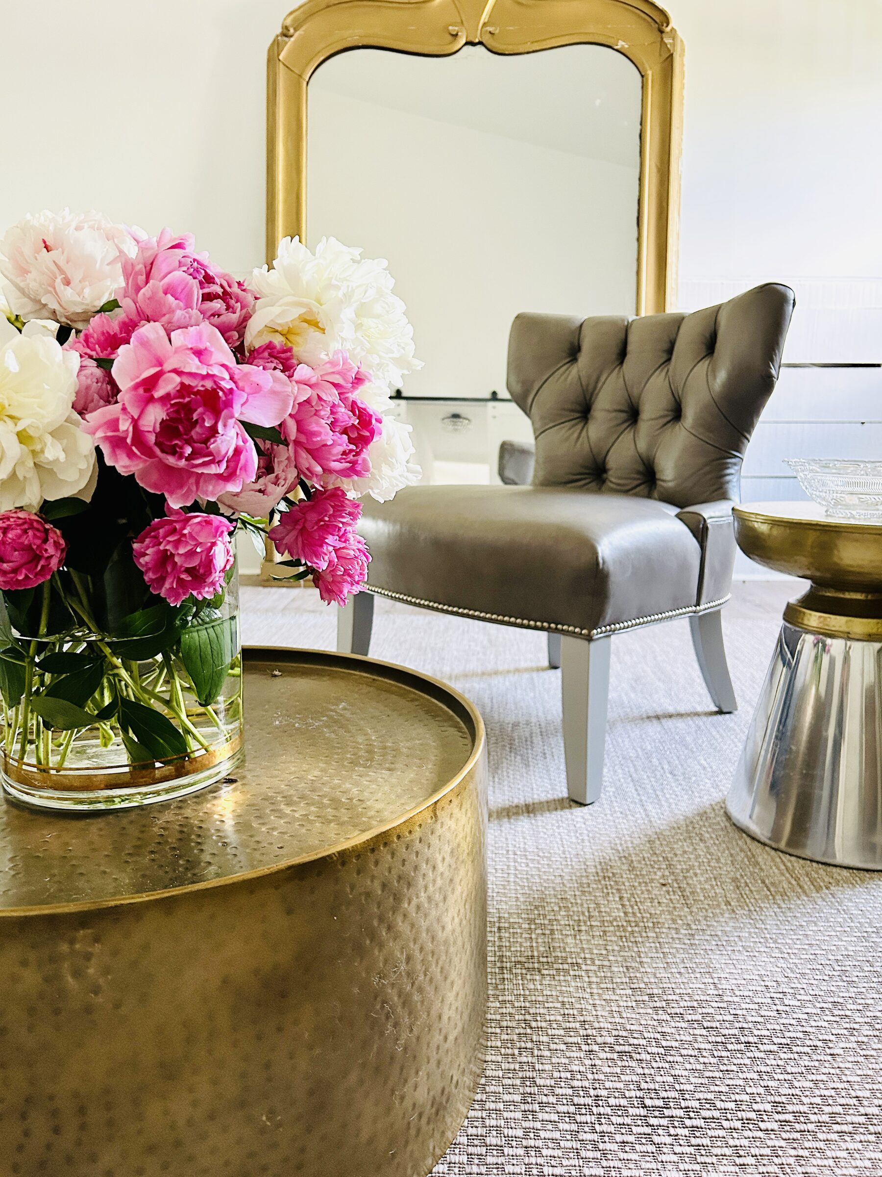 Peonies in the winery lounge